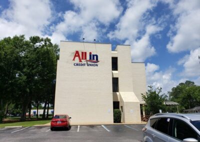 All In Credit Union Bank Exterior Sign Brand Conversion Program Wall Sign