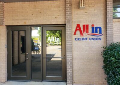 All In Credit Union Bank Exterior Sign Brand Conversion Program Wall Sign