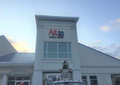 All In Credit Union Bank Exterior Sign Brand Conversion Program Wall Sign