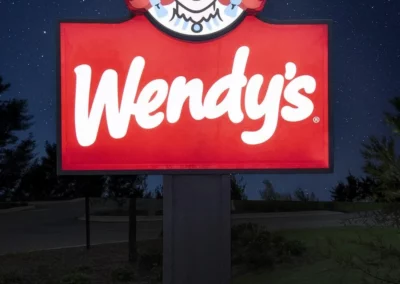 Wendy's exterior signage for all fast food restaurants in 25 states.