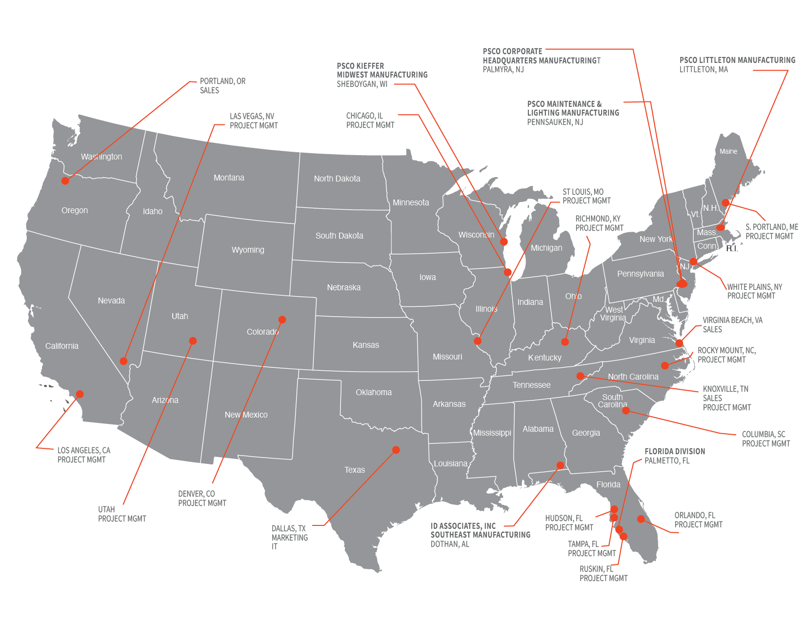 PSCO Sign Group Locations Map