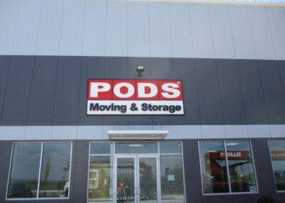 Exterior building sign for storage and moving company