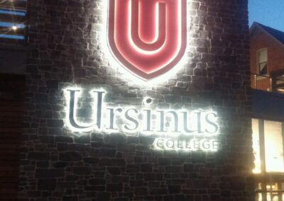 Ursinus College Sign Fabircation and Install Halo Channel Letter SIgn