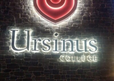 Ursinus College Sign Fabircation and Install Halo Channel Letter SIgn