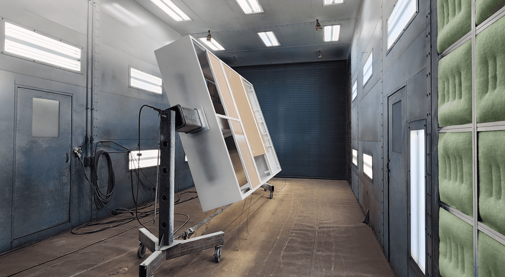 Paint booth for monument sign at Sheboygan Manufacturing Facility