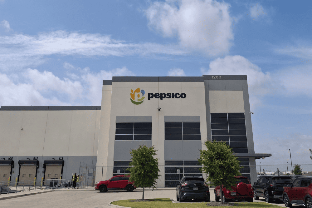 Branded building entrance sign for corporate office
